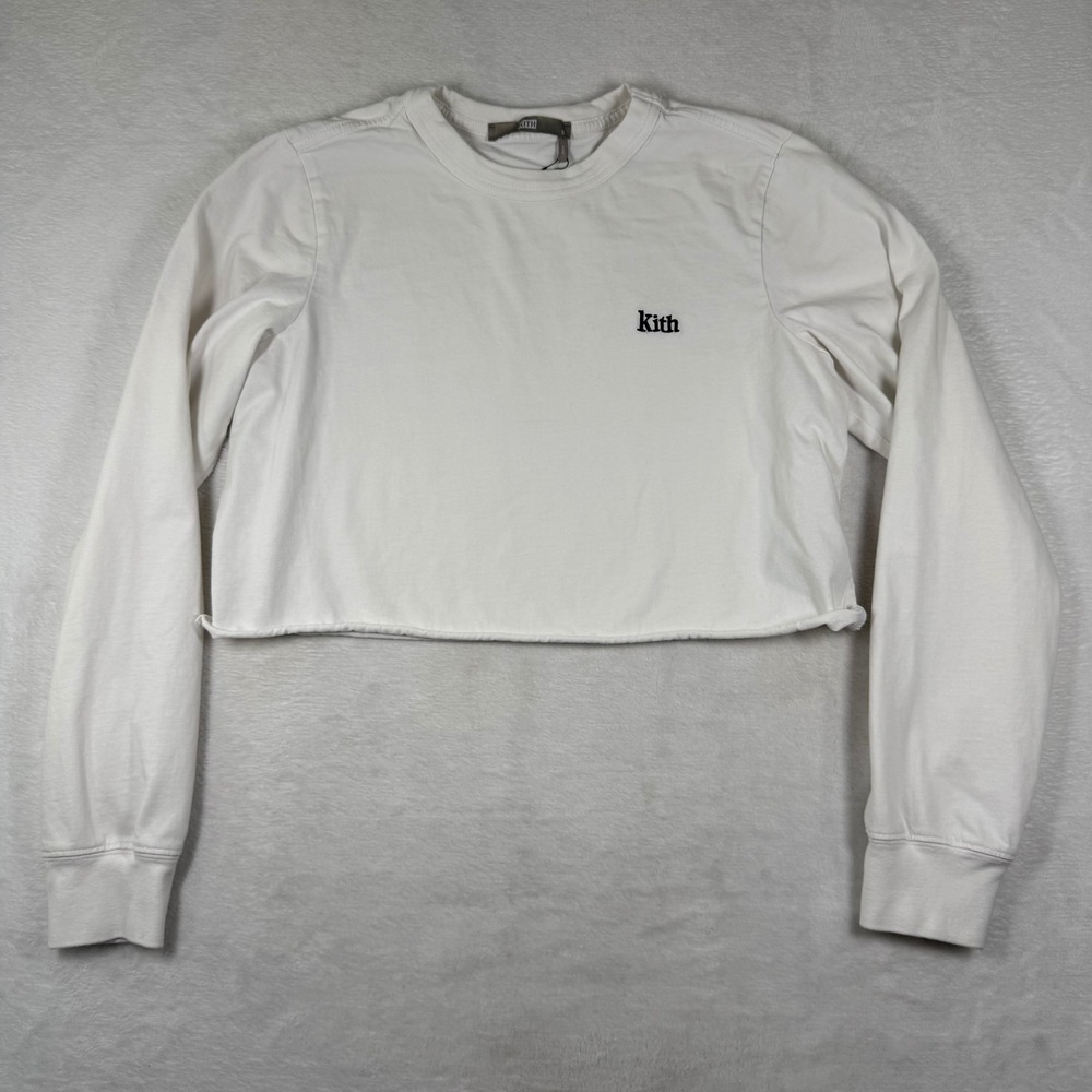 Kith Womens Embroidered Logo Cotton Crew‎ Neck T-Shirt White KHW3265 Size S
